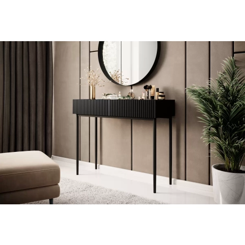 Konsola / toaletka Nicole 100 cm z szufladami - czarny mat / czarne nóżki